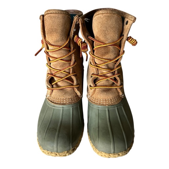 L.L. Bean Boots Rubber Duck Boot US SZ 6M Green Brown Hunting Fishing Waterproof - Picture 2 of 8